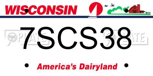 7SCS38 Wisconsin License Plate