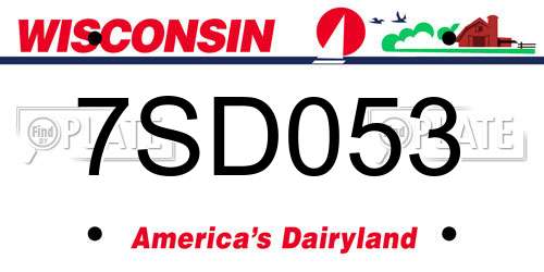 7SD053 Wisconsin License Plate