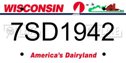 7SD1942 Wisconsin License Plate