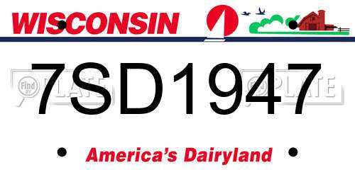 7SD1947 Wisconsin License Plate