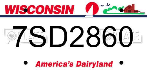 7SD2860 Wisconsin License Plate