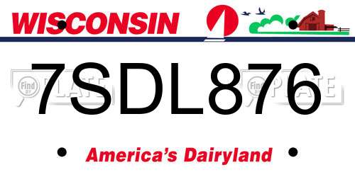 7SDL876 Wisconsin License Plate