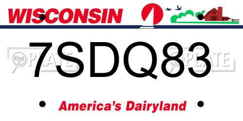 7SDQ83 Wisconsin License Plate