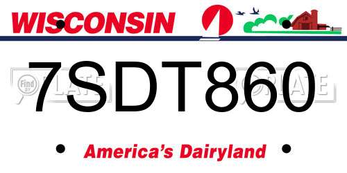 7SDT860 Wisconsin License Plate