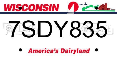7SDY835 Wisconsin License Plate