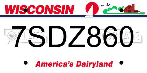 7SDZ860 Wisconsin License Plate