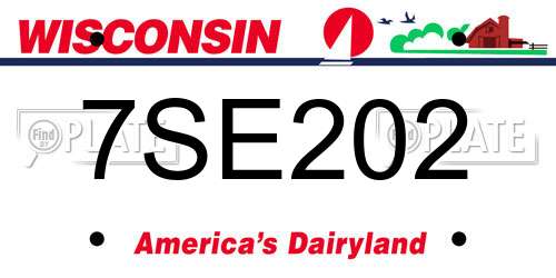 7SE202 Wisconsin License Plate