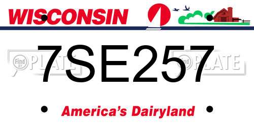 7SE257 Wisconsin License Plate
