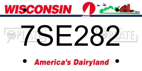 7SE282 Wisconsin License Plate