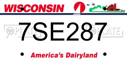 7SE287 Wisconsin License Plate