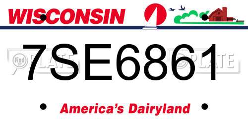 7SE6861 Wisconsin License Plate