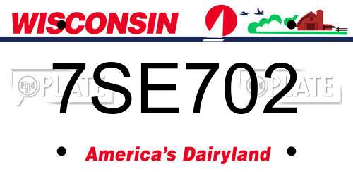 7SE702 Wisconsin License Plate