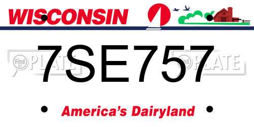 7SE757 Wisconsin License Plate