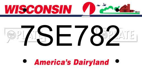 7SE782 Wisconsin License Plate