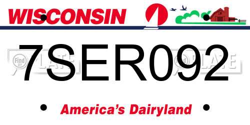 7SER092 Wisconsin License Plate
