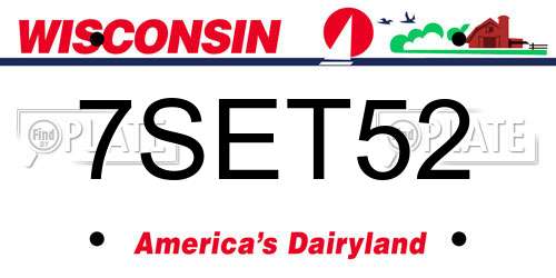 7SET52 Wisconsin License Plate