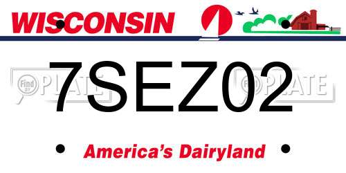 7SEZ02 Wisconsin License Plate