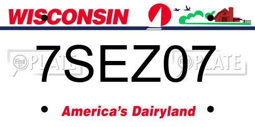 7SEZ07 Wisconsin License Plate