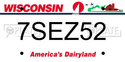 7SEZ52 Wisconsin License Plate