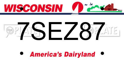 7SEZ87 Wisconsin License Plate