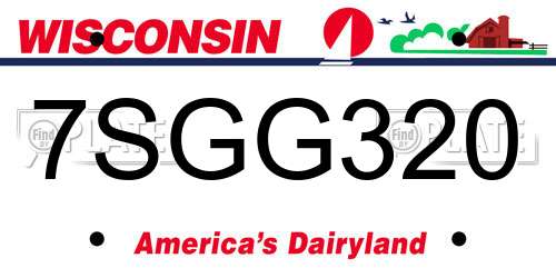 7SGG320 Wisconsin License Plate