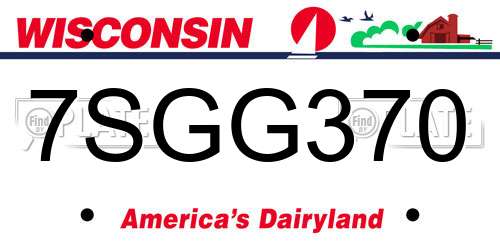 7SGG370 Wisconsin License Plate
