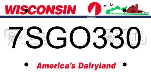 7SGO330 Wisconsin License Plate