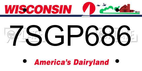 7SGP686 Wisconsin License Plate