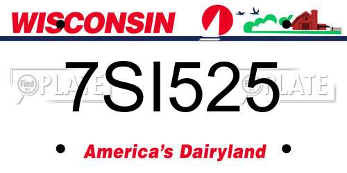 7SI525 Wisconsin License Plate