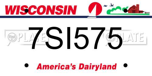 7SI575 Wisconsin License Plate
