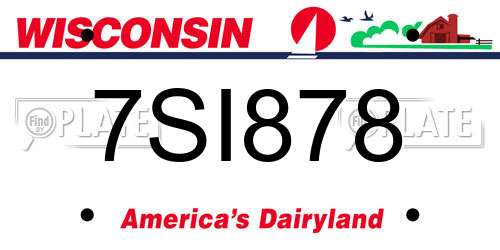 7SI878 Wisconsin License Plate