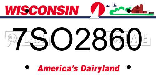 7SO2860 Wisconsin License Plate