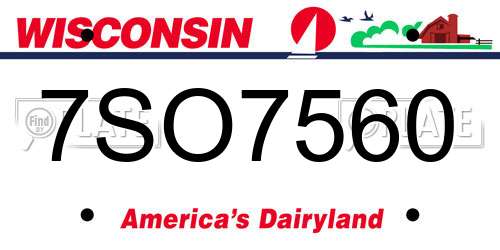 7SO7560 Wisconsin License Plate