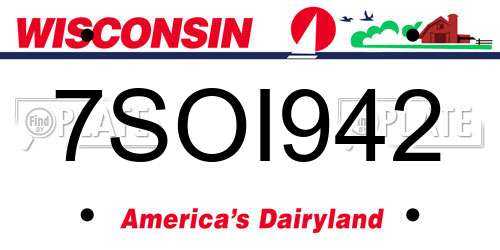 7SOI942 Wisconsin License Plate