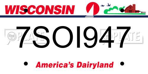 7SOI947 Wisconsin License Plate