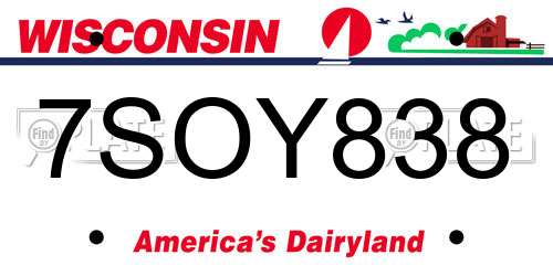 7SOY838 Wisconsin License Plate