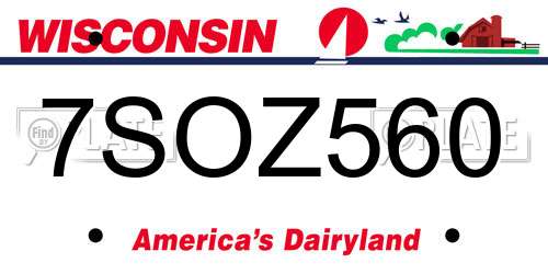 7SOZ560 Wisconsin License Plate