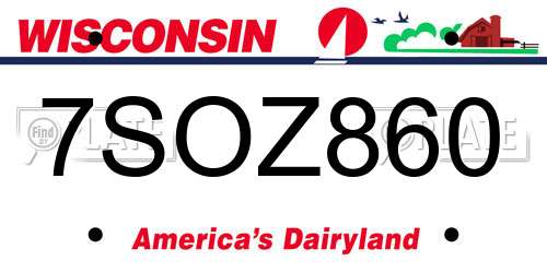 7SOZ860 Wisconsin License Plate