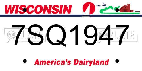 7SQ1947 Wisconsin License Plate