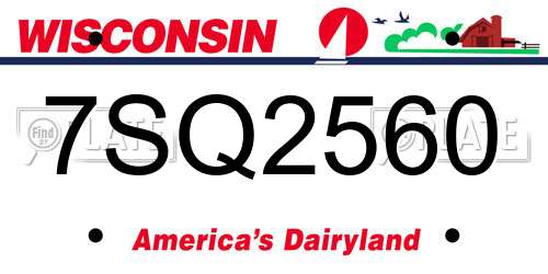 7SQ2560 Wisconsin License Plate