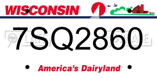 7SQ2860 Wisconsin License Plate