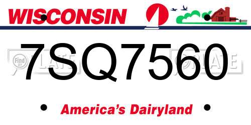 7SQ7560 Wisconsin License Plate