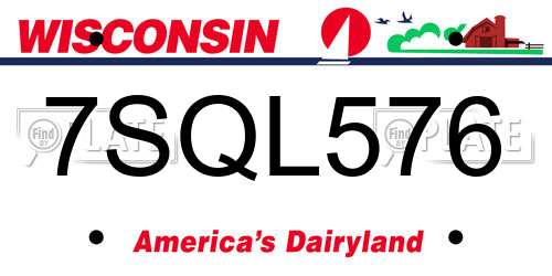 7SQL576 Wisconsin License Plate