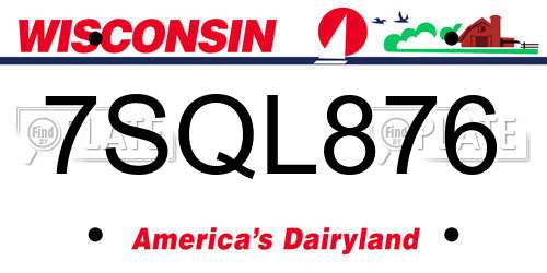7SQL876 Wisconsin License Plate