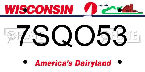 7SQO53 Wisconsin License Plate