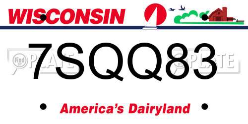 7SQQ83 Wisconsin License Plate