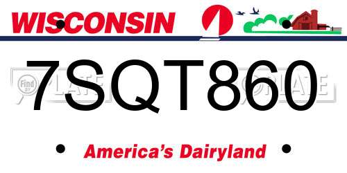 7SQT860 Wisconsin License Plate