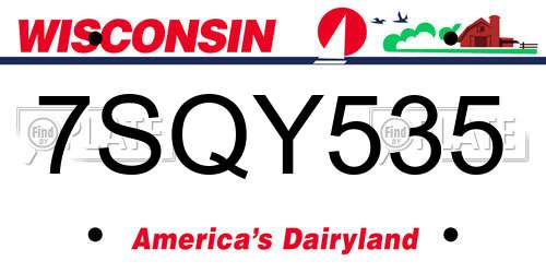 7SQY535 Wisconsin License Plate
