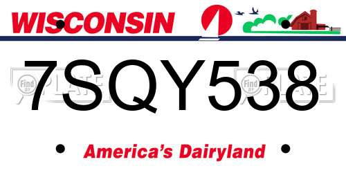 7SQY538 Wisconsin License Plate