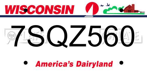 7SQZ560 Wisconsin License Plate